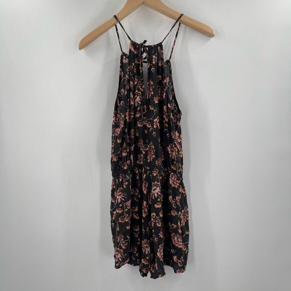 AEROPOSTALE Romper Size Extra Small Jumper Floral Keyhole Pockets Tie Back - Picture 2 of 11